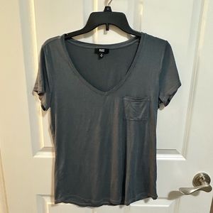 Paige V neck front pocket tshirt slate blue